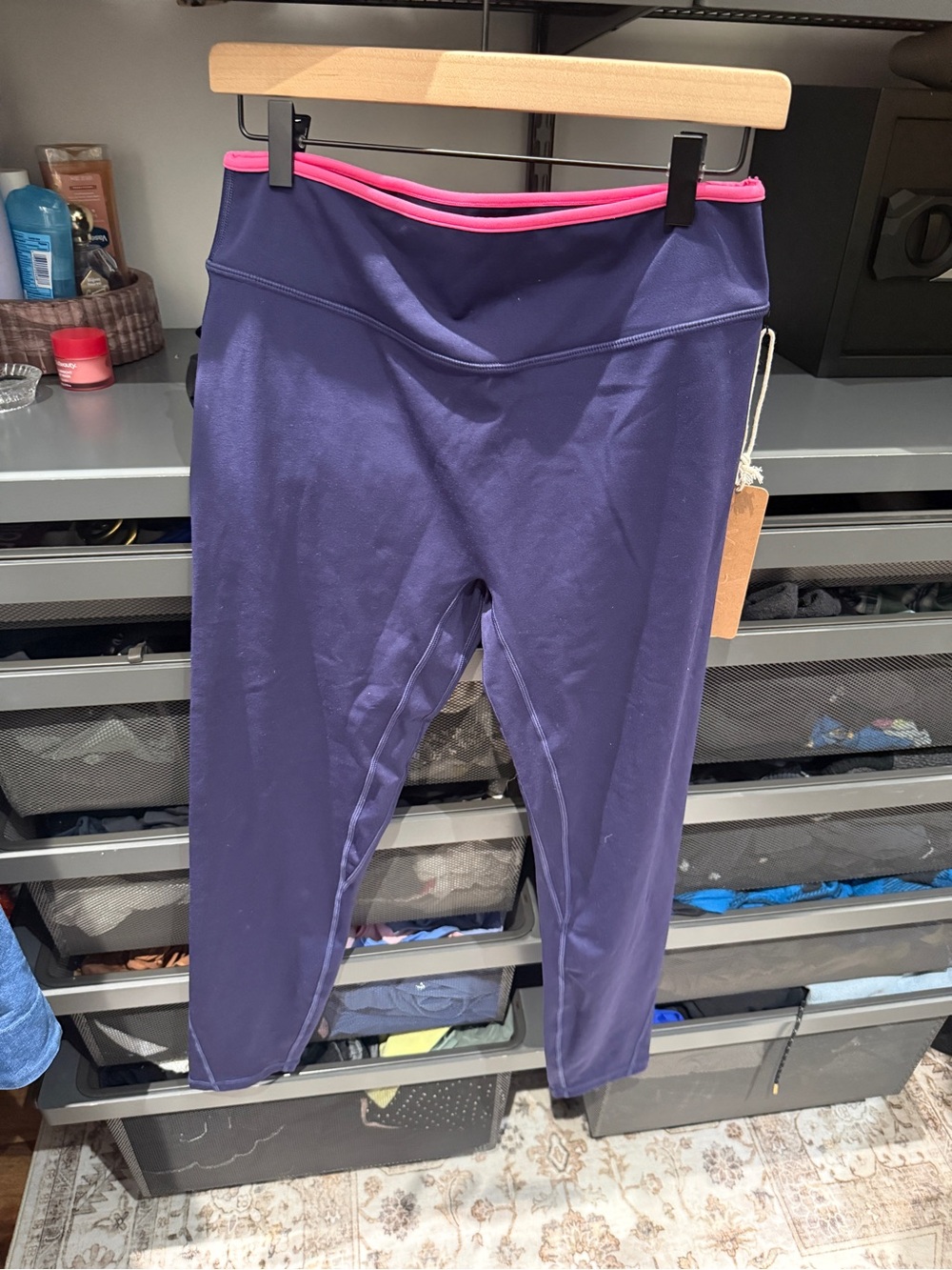 ACTA leggings navy blue with pink band